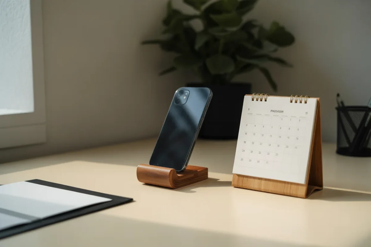 Ahşap Telefon Tutucu ile Ofislerde Düzen ve Şıklık – doğal ahşap standlı masa takvimi