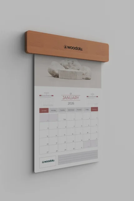 Kurumsal ahşap masa takvimi – DT-01 Ahşap Duvar Takvimi