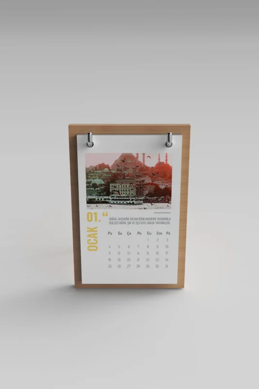 ta-23-361 ahşap standlı masa takvimi – 2026